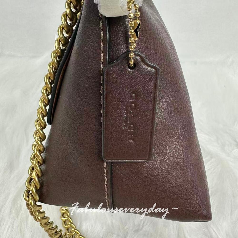 COACH Chelsea Shoulder Bag 30 With Chain In Leather CDS61 Brass/Maple NWT - Picture 7 of 10